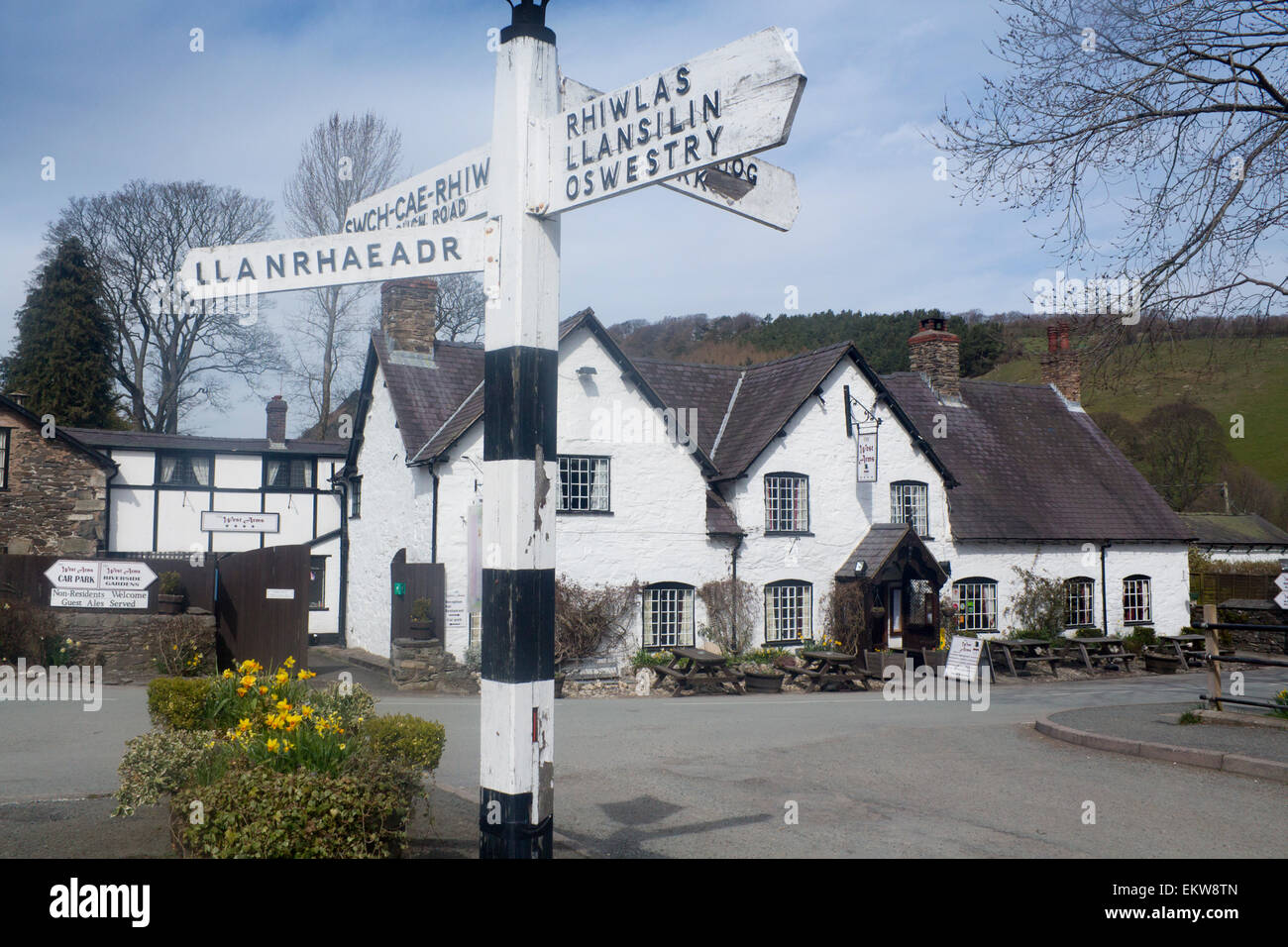 Llanarmon Dyffryn Ceiriog or Llanarmon DC Village square with West Arms