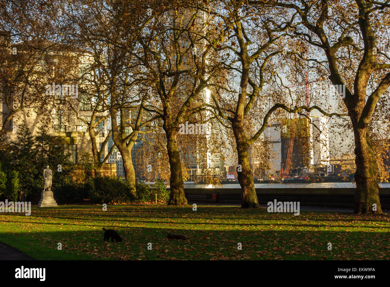 Pimlico Gardens by River Thames, London, UK Stock Photo