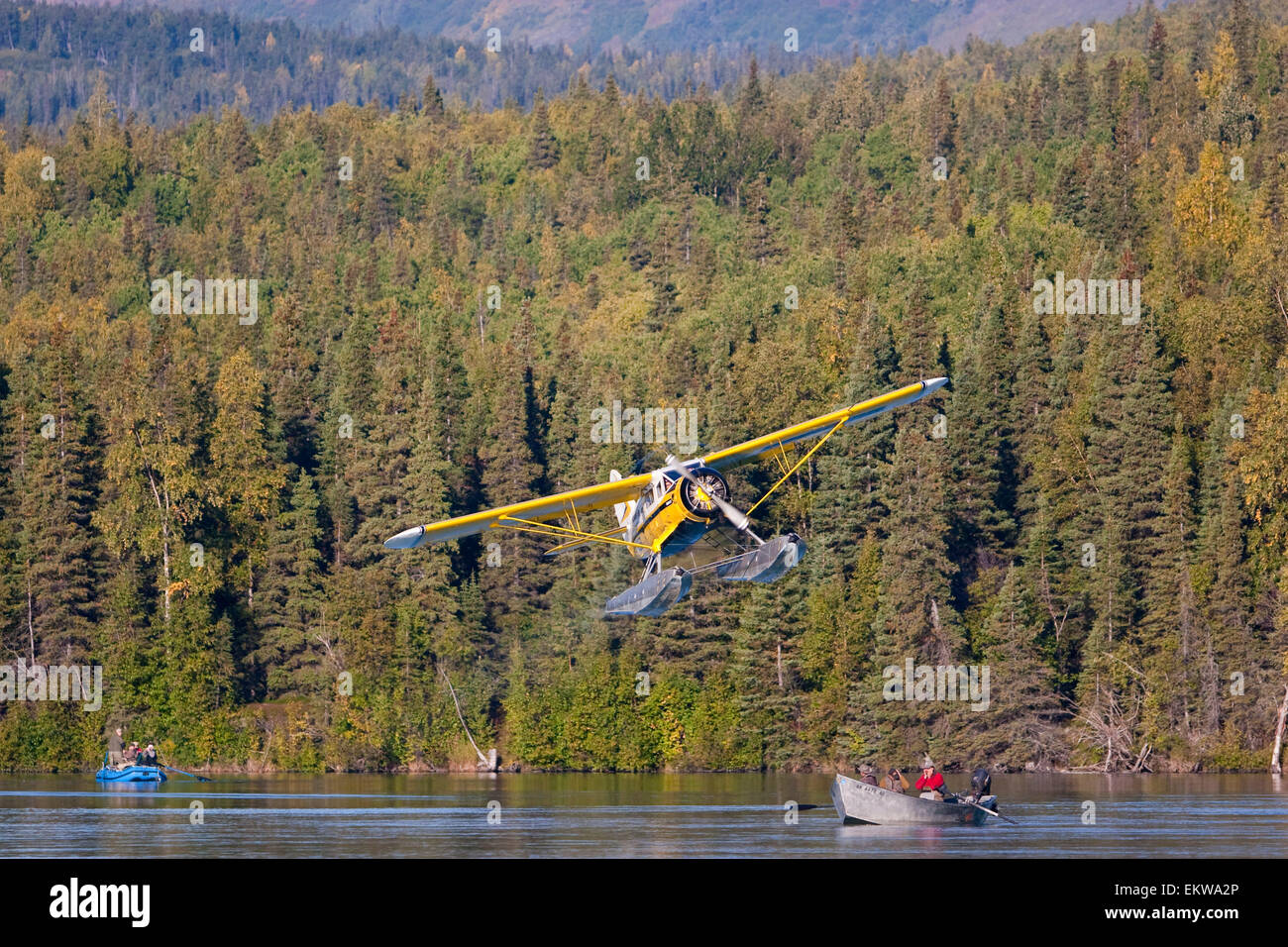 A Norsman Float Plane Takes Off From Kenai Lake At Cooper Landing While