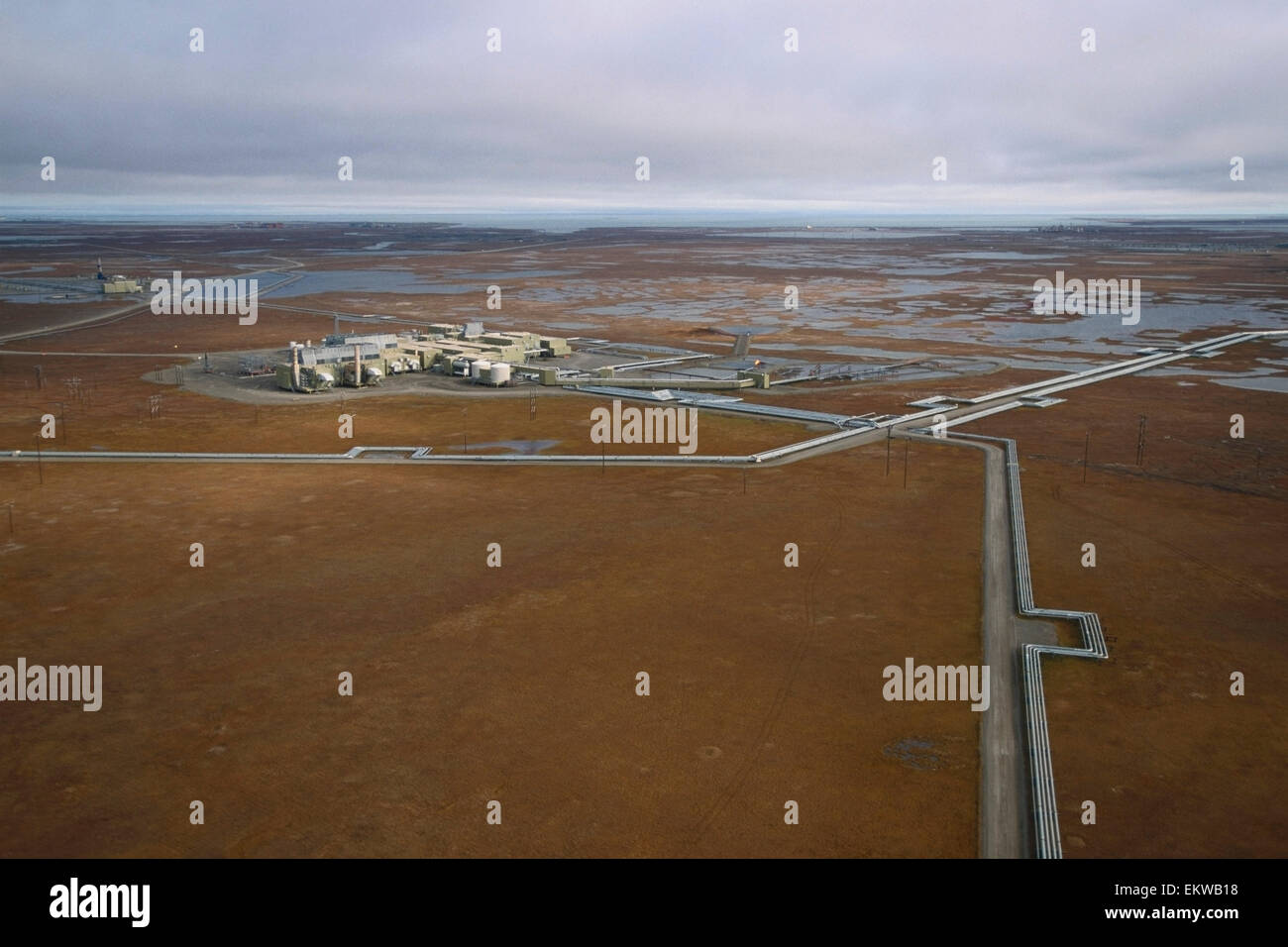 Aerial Of Production Facility Alpine Oil Field Prudhoe Bay Arctic