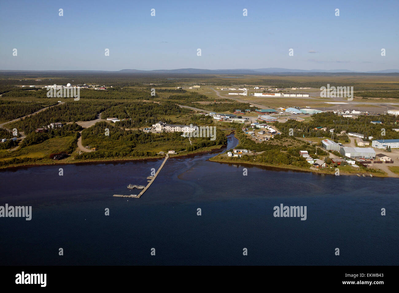 Aerial Of The Community Of King Salmon On The Naknek River Southwest