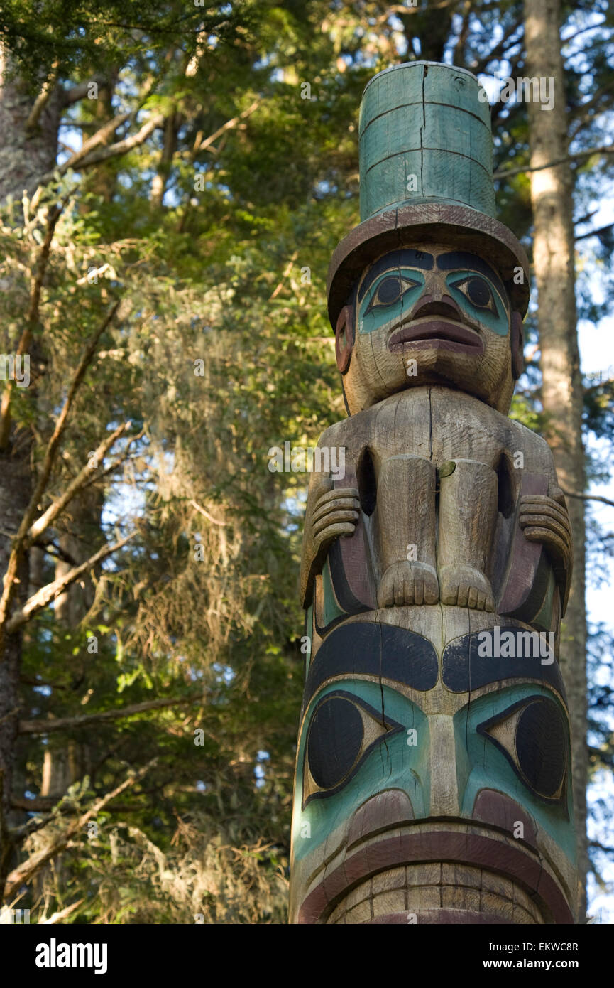 Native Totem Pole In Sitka National Historical Park, Alaska Stock Photo ...