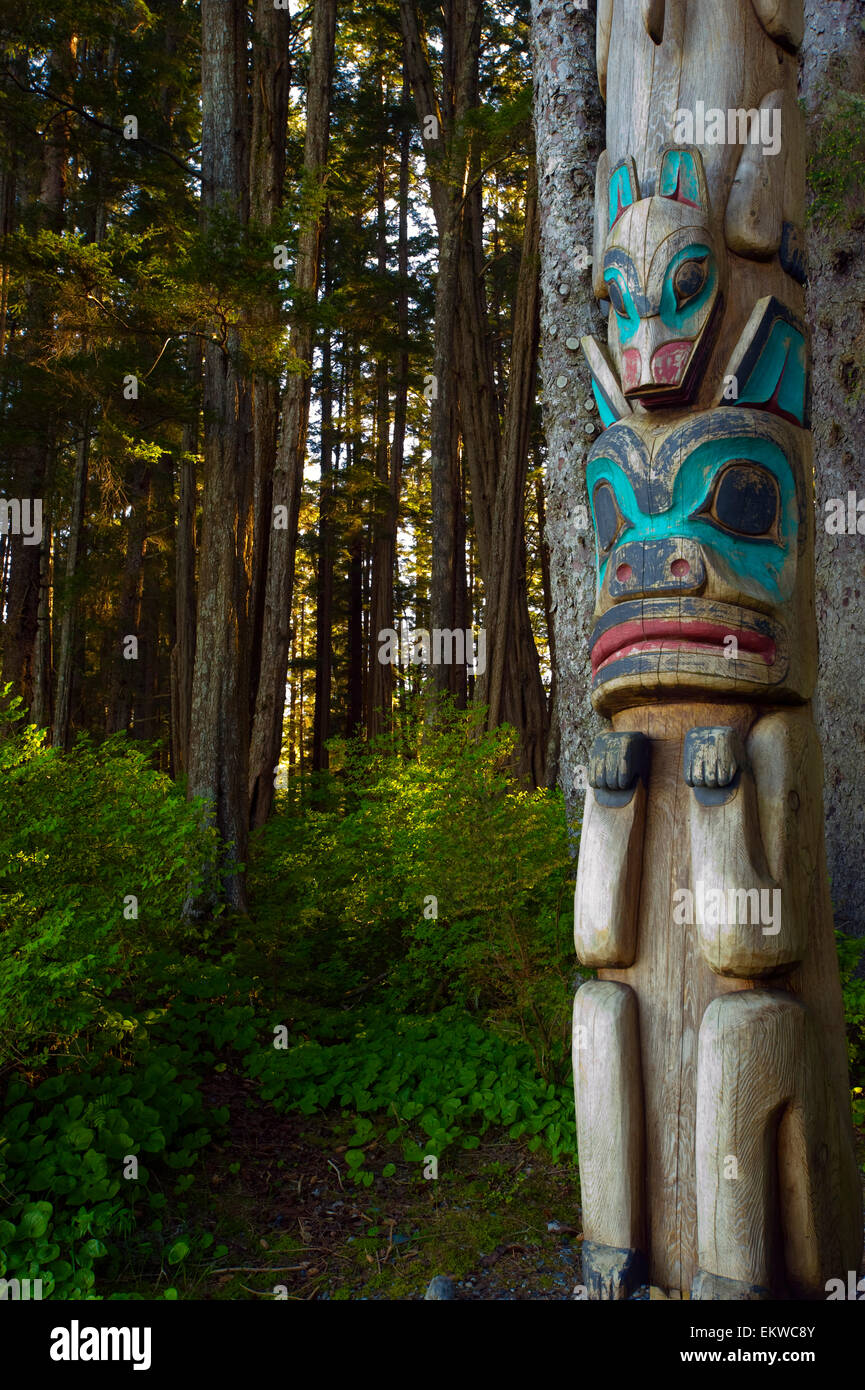 Native Totem Pole In Sitka National Historical Park, Alaska Stock Photo ...