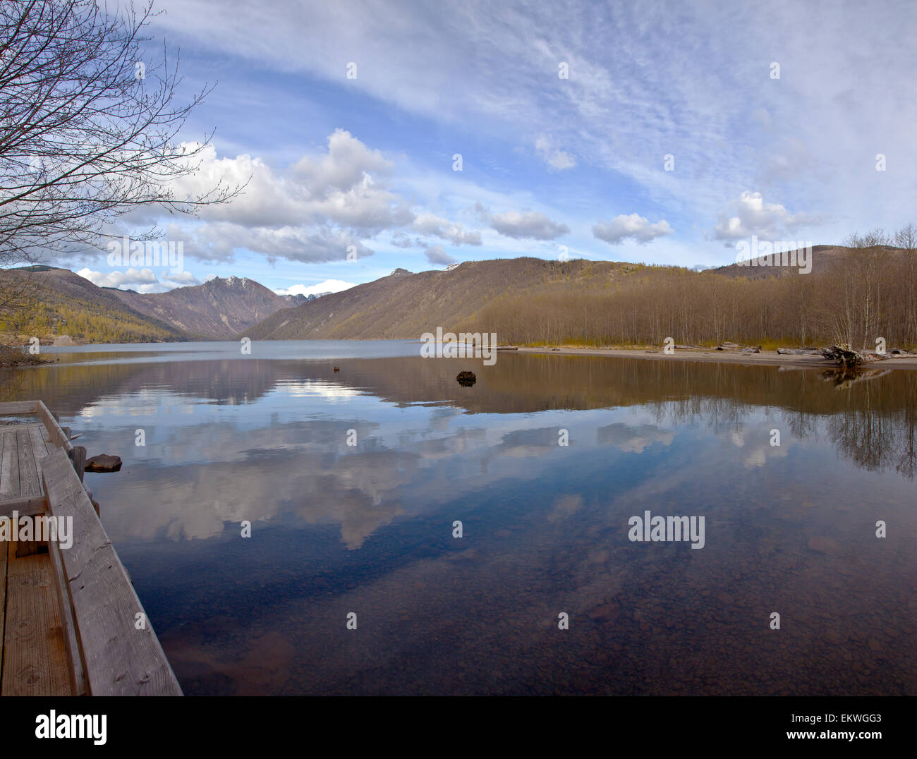 Mountain ranges and lake panorama near mt. St. Helen's WA Stock Photo
