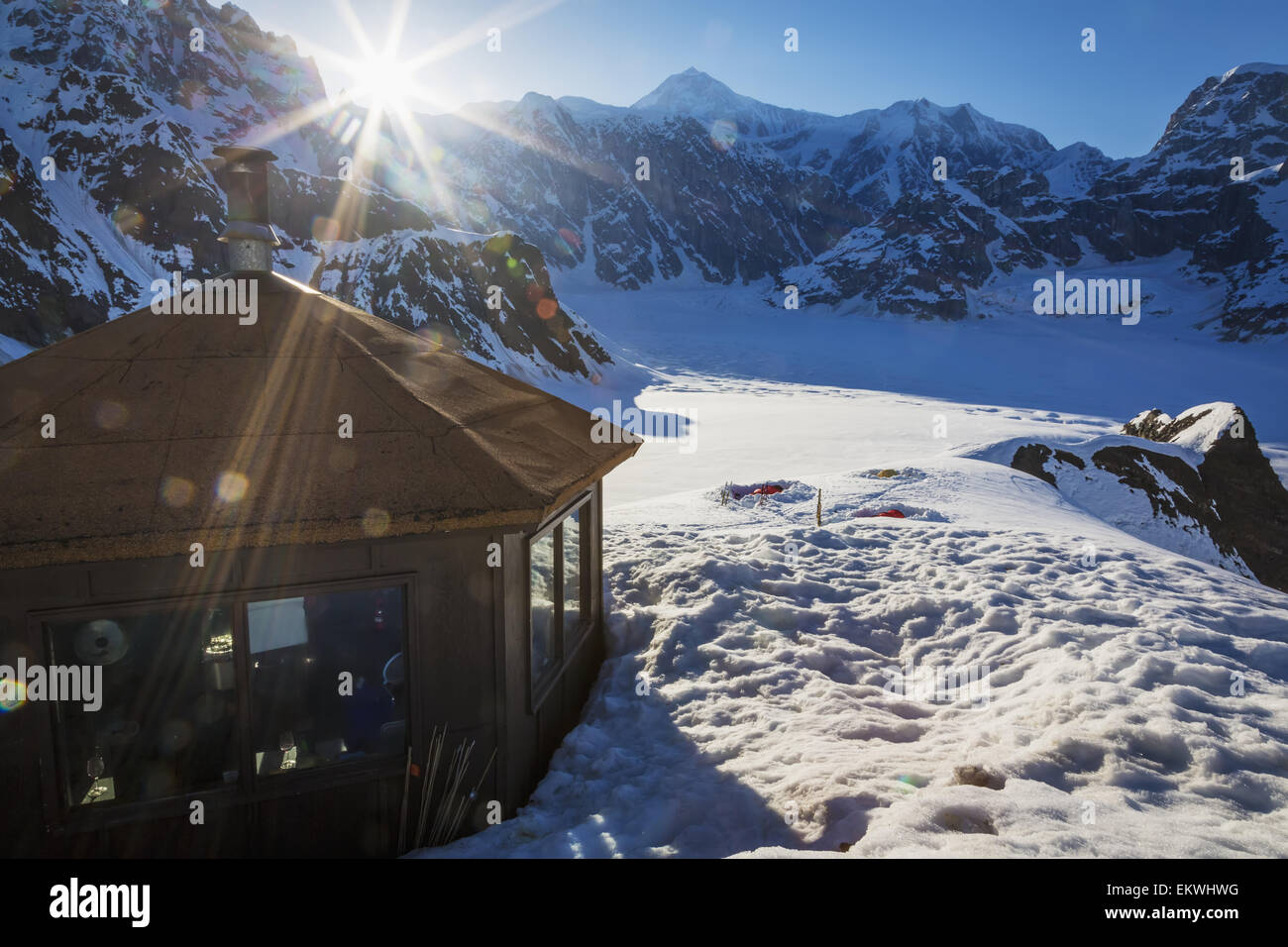 Evening view of the Don Sheldon Mountain House looking towards Denai in