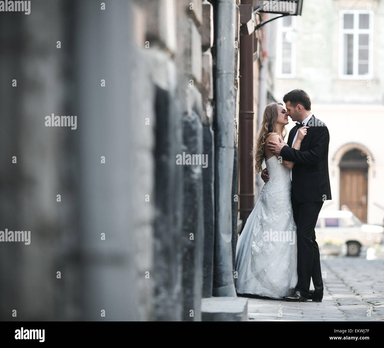 Lovely wedding couple kissing in hi-res stock photography and images ...