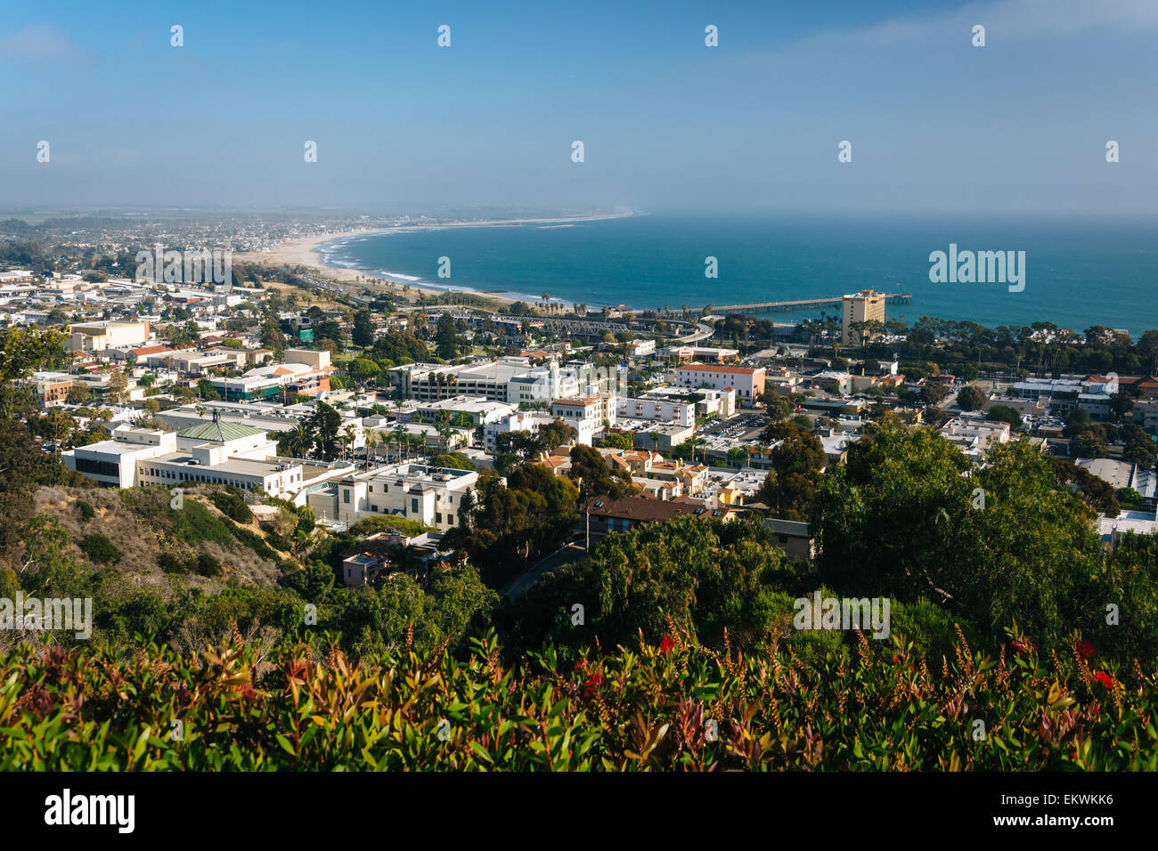 View of Ventura and the Pacific Coast from Grant Park, in Ventura, California. Stock Photo