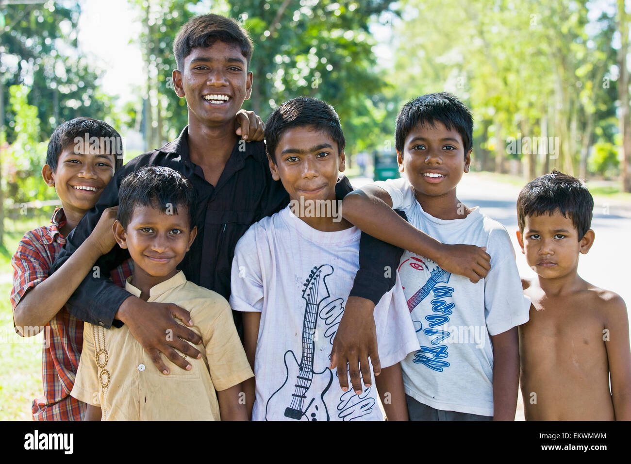 A Group Of Boys In A Rural Area Outside Sylhet; Bangladesh Stock Photo ...