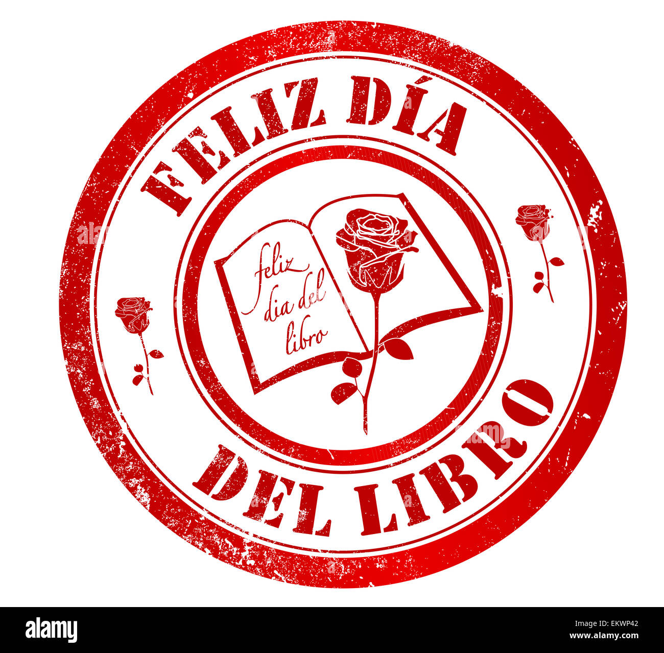 happy book day (23 april) grunge stamp, in spanish language Stock Photo