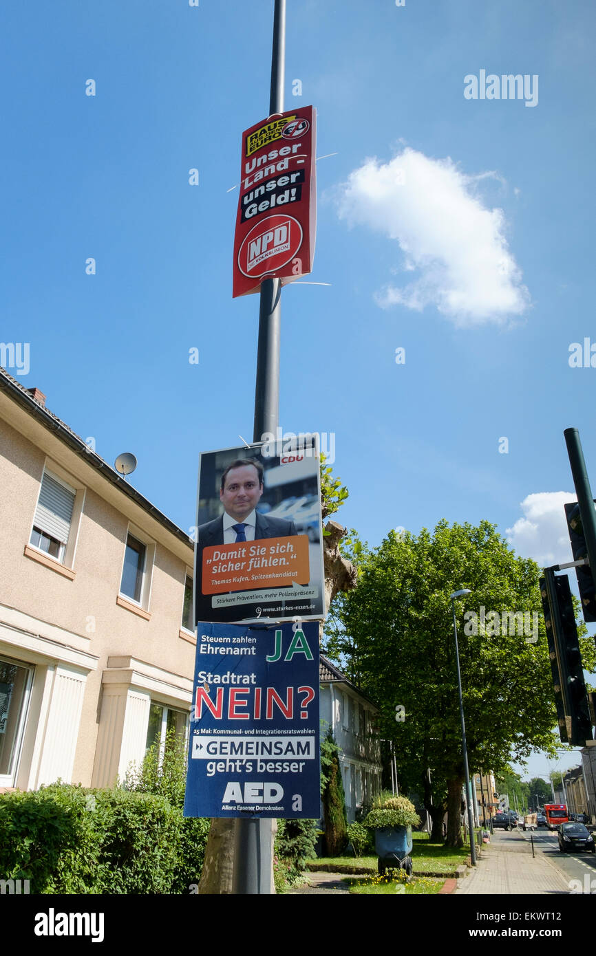 general election posters germany lamp post pole Stock Photo