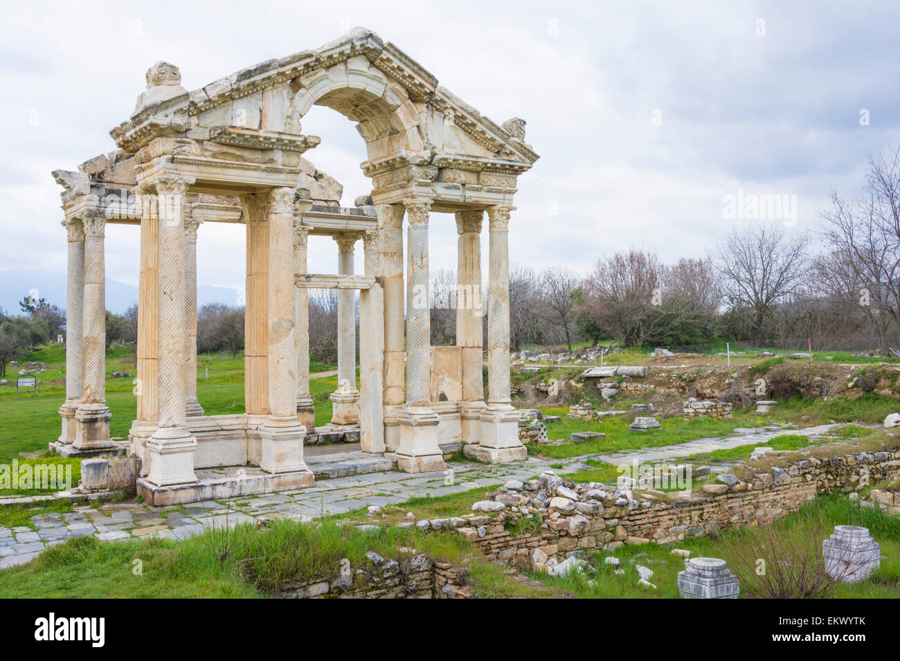 Roman Tetrapylon gate of Aphrodisias, Anatolia, Turkey Stock Photo