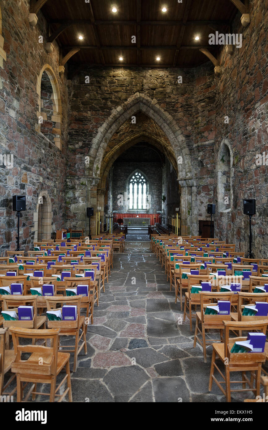 Iona abbey interior Stock Photo