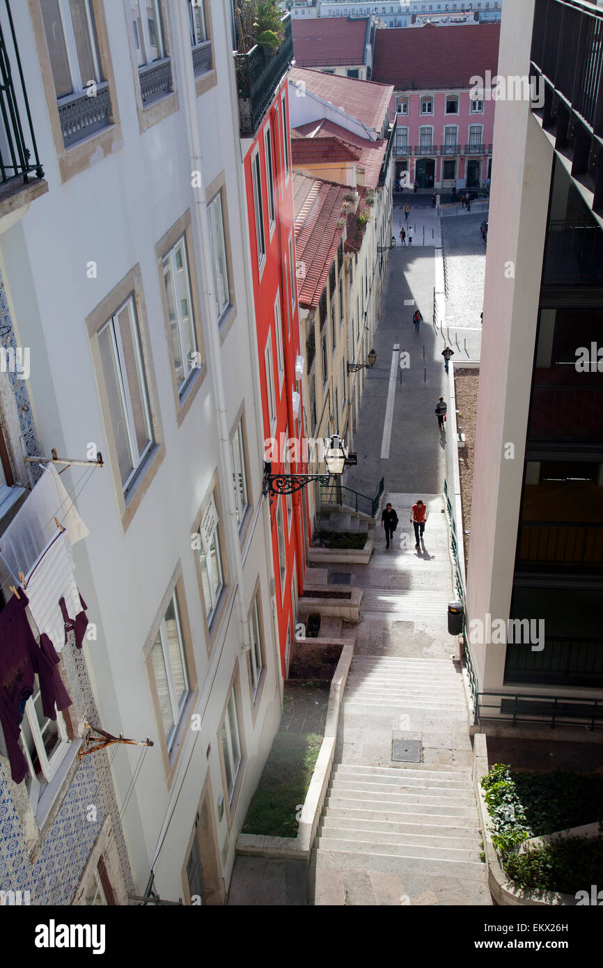 Narrow Lane of Chão do Loureiro in Lisbon - Portugal Stock Photo