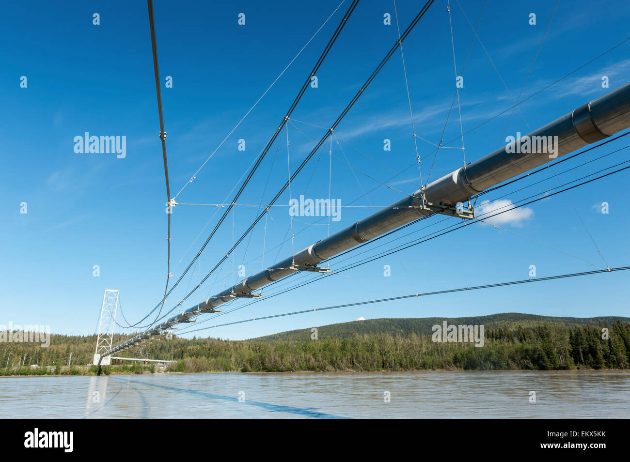 TransAlaska Pipeline (Alyeska pipleline) suspended over the Tanana