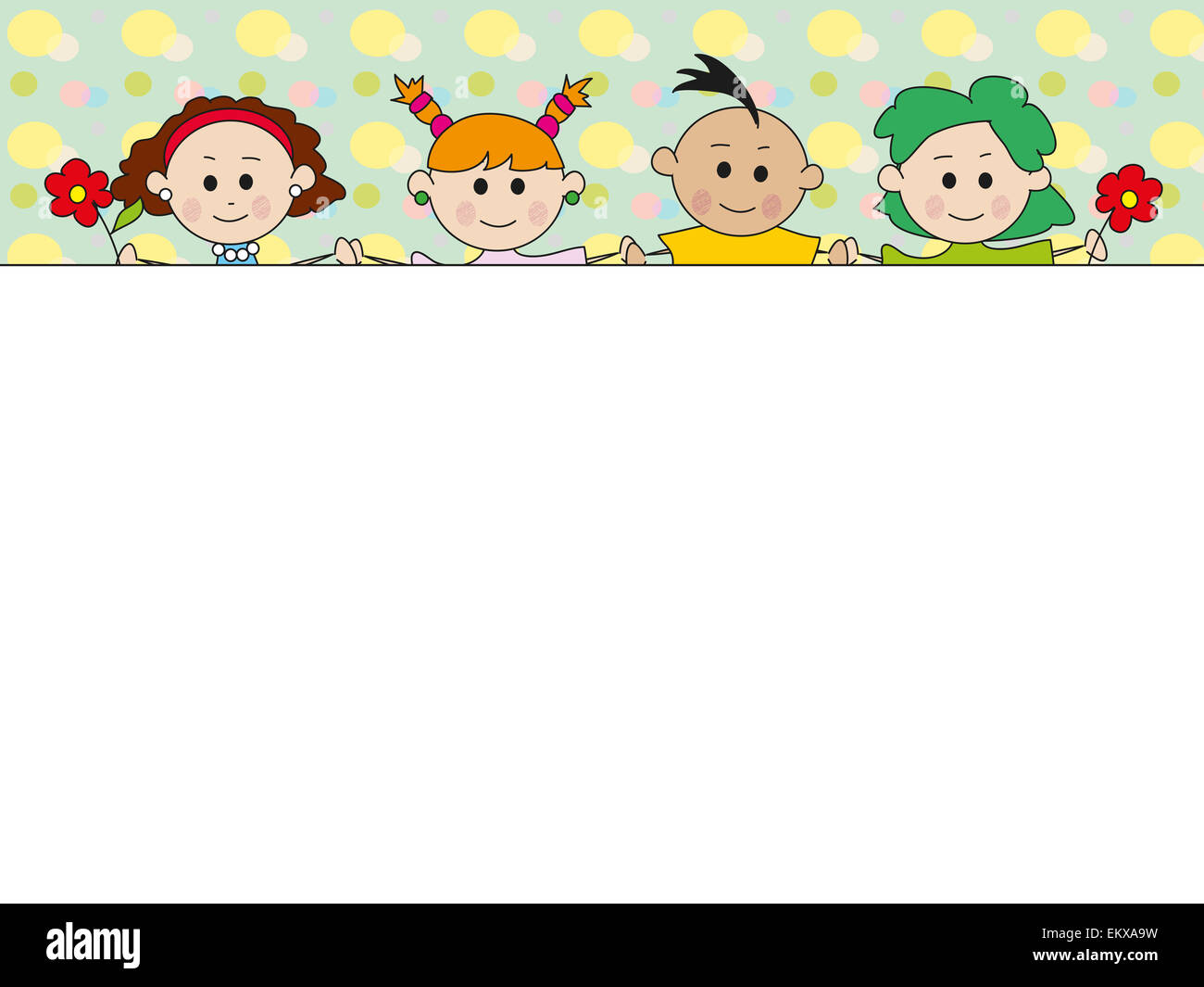illustration of card with happy children Stock Photo - Alamy