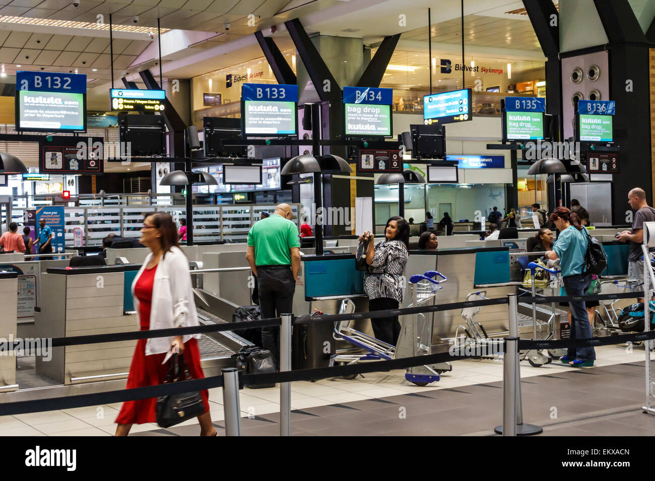 Johannesburg South Africa,O. R. Tambo International Airport,interior inside,terminal,ticket counter,check in,SAfri150308009 Stock Photo