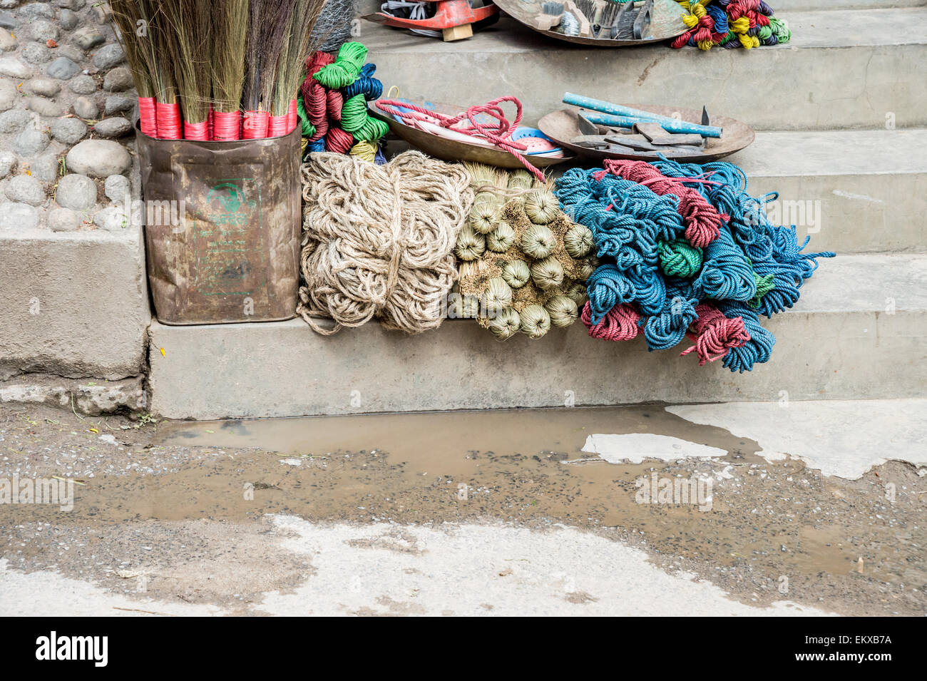 Colorful ropes displayed in Kathmandu, Nepal Stock Photo Alamy