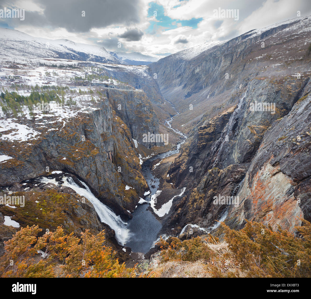 Voringsfossen waterfall, Norway. HDR Stock Photo