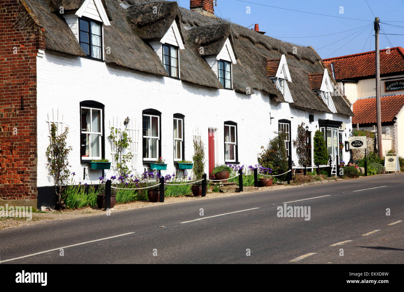 A row of traditional cottages in the village of Ludham, Norfolk
