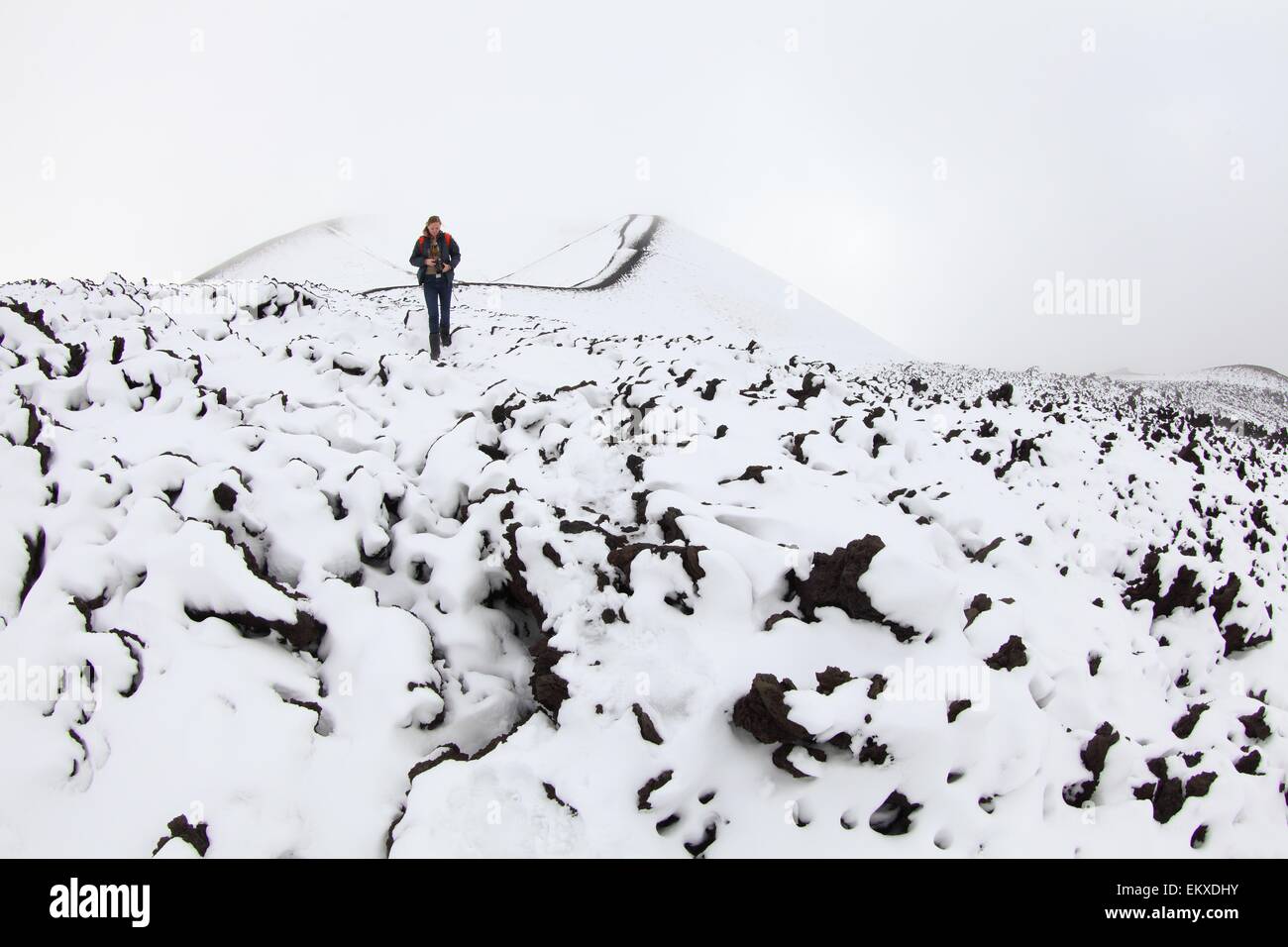 Volcano snow Mount Etna is an active stratovolcano on the east coast of