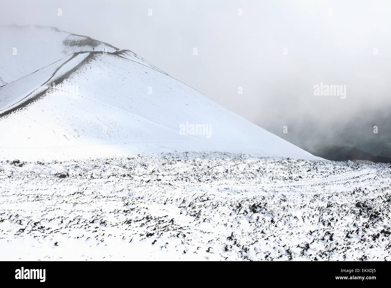 Volcano snow Mount Etna is an active stratovolcano on the east coast of
