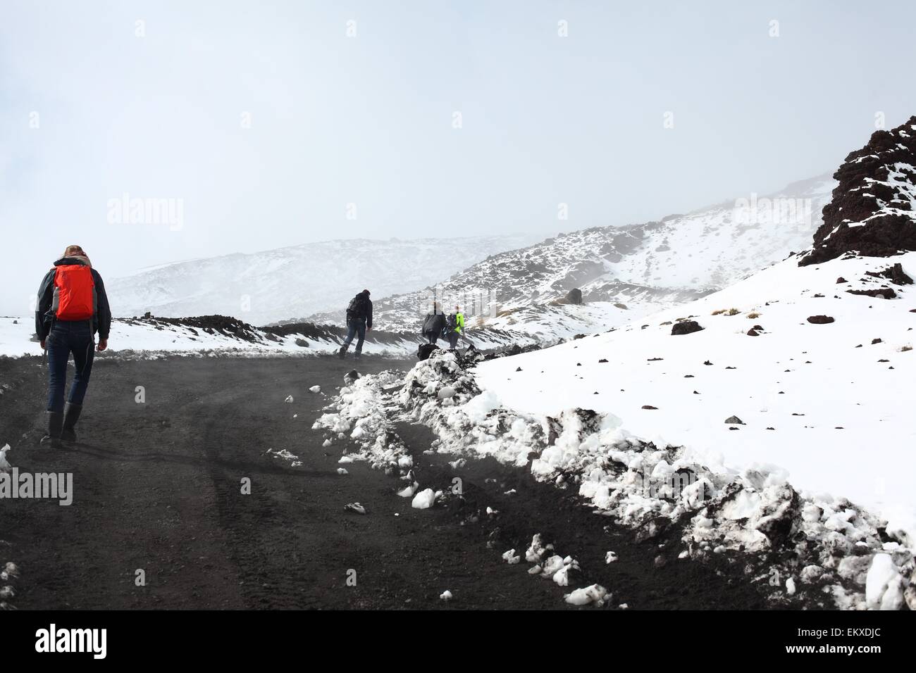 Volcano snow Mount Etna is an active stratovolcano on the east coast of
