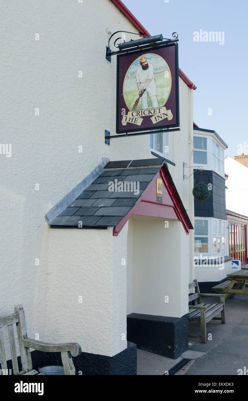 Entrance to The Cricket Inn public house in Beesands, South Devon Stock Photo