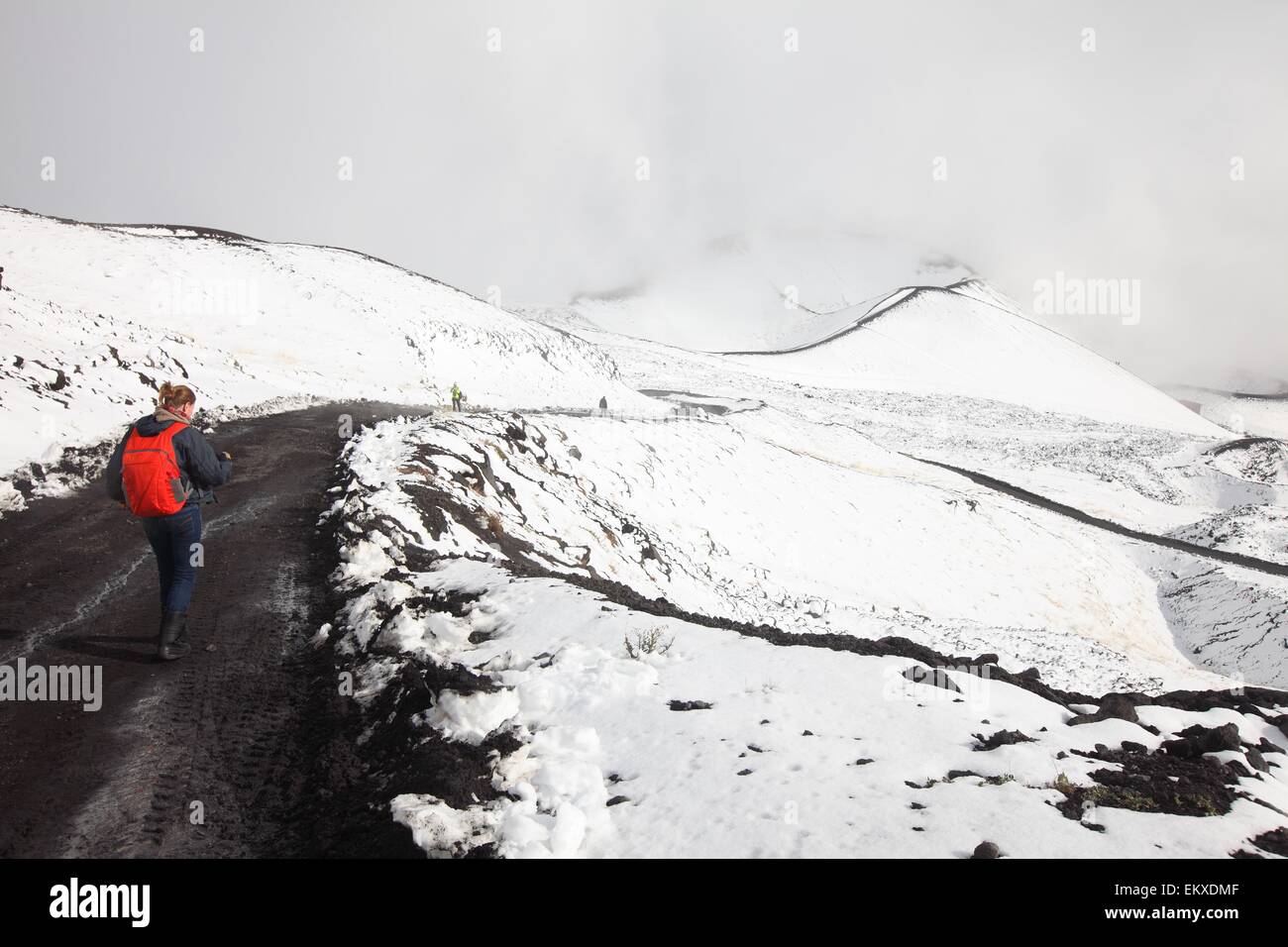 Volcano snow Mount Etna is an active stratovolcano on the east coast of
