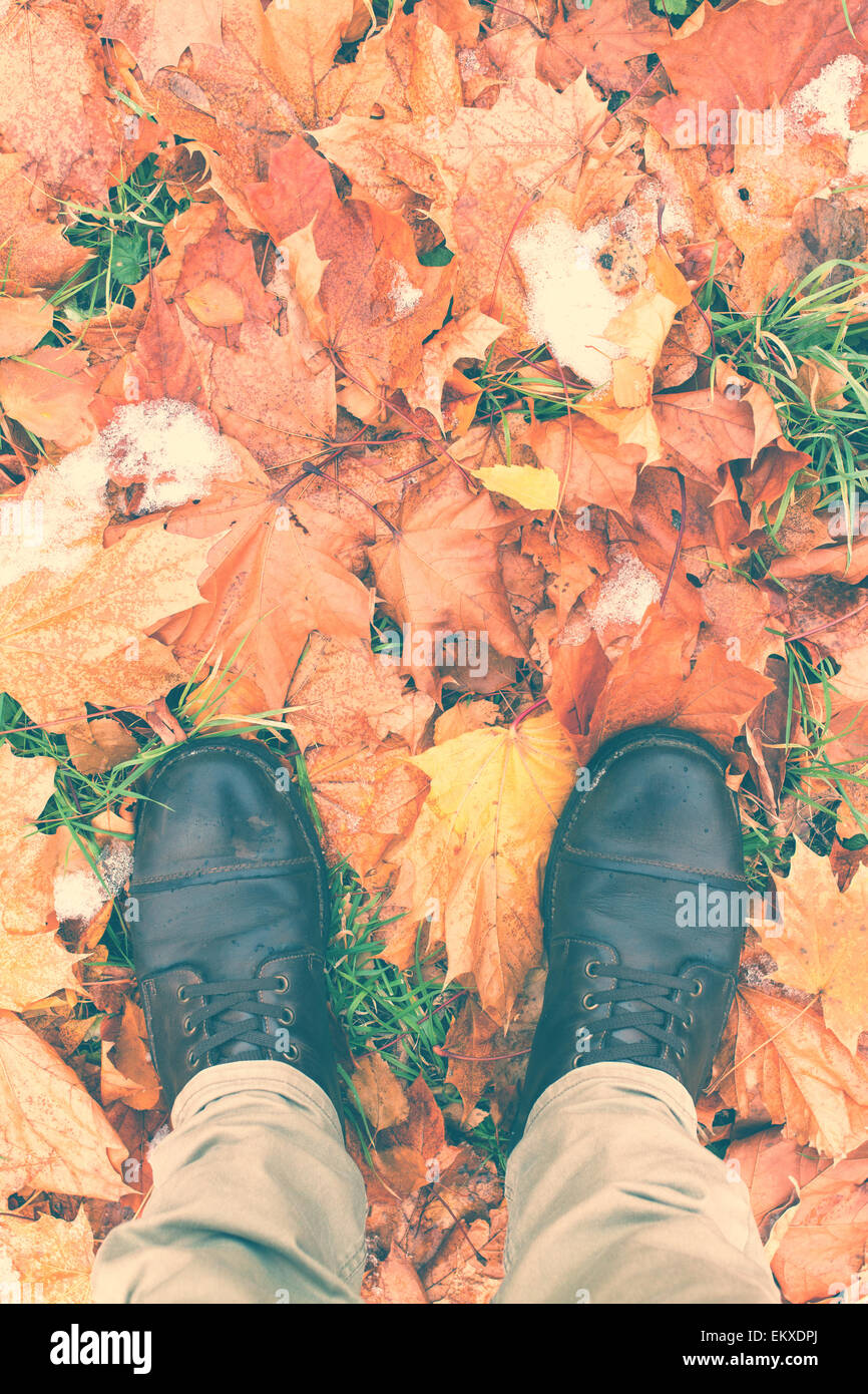 Male feet walking in yellow hi-res stock photography and images - Alamy