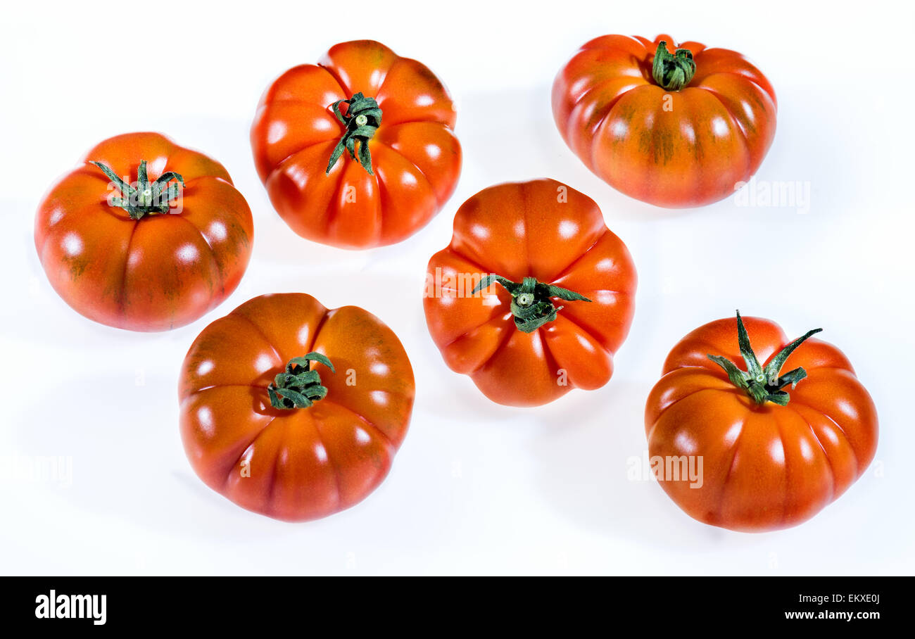 Giant Ox Heart-tomato oxheart bull's heart TOMATO Cuore di bue vegetable red good healthy food salad italian italy pattern rip b Stock Photo