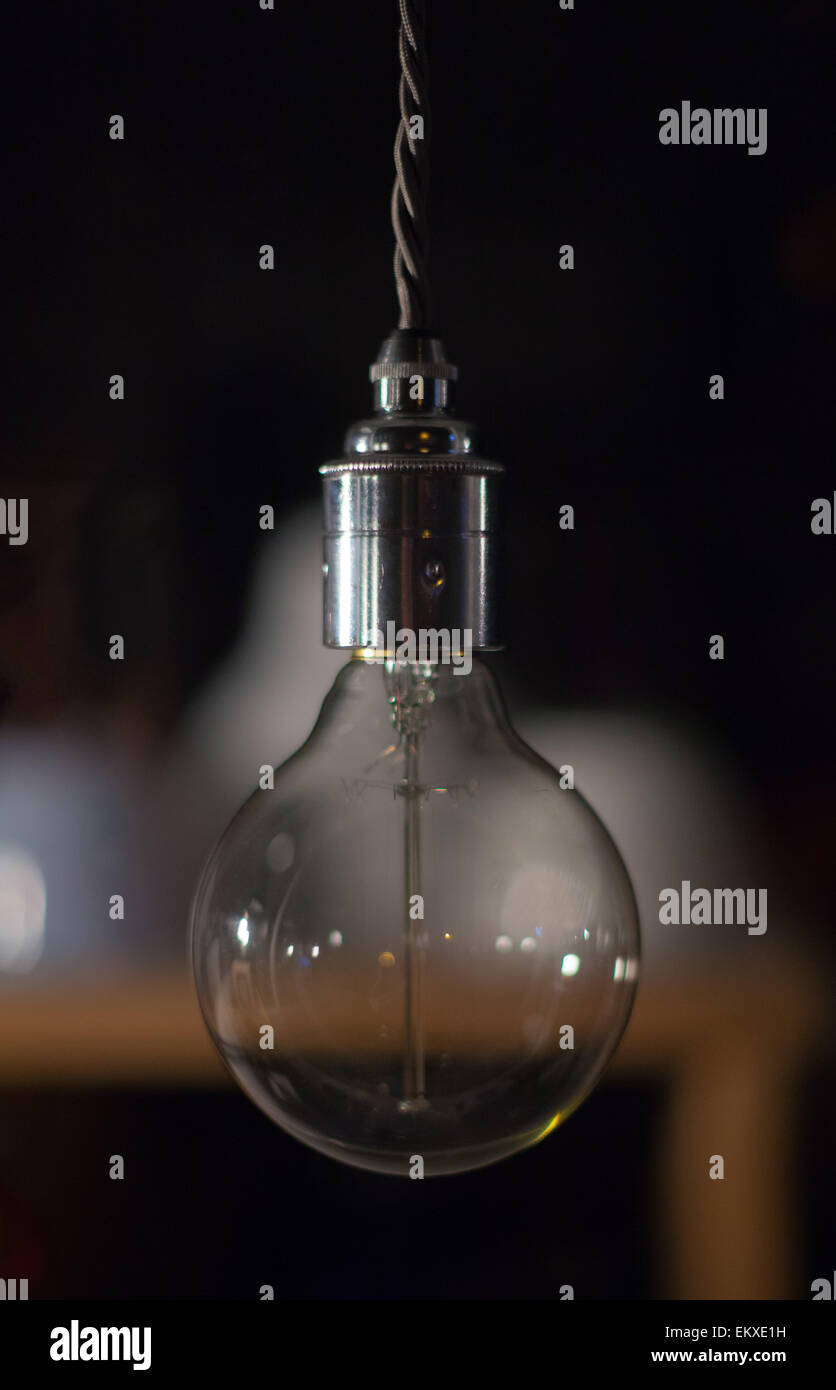 a simple unlit Edison style steampunk light bulb Stock Photo