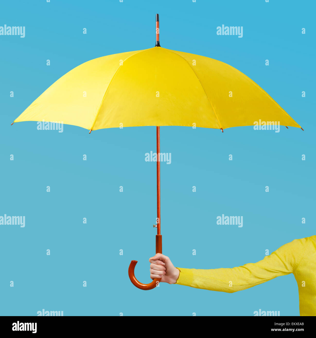 Hand holding an umbrella Stock Photo