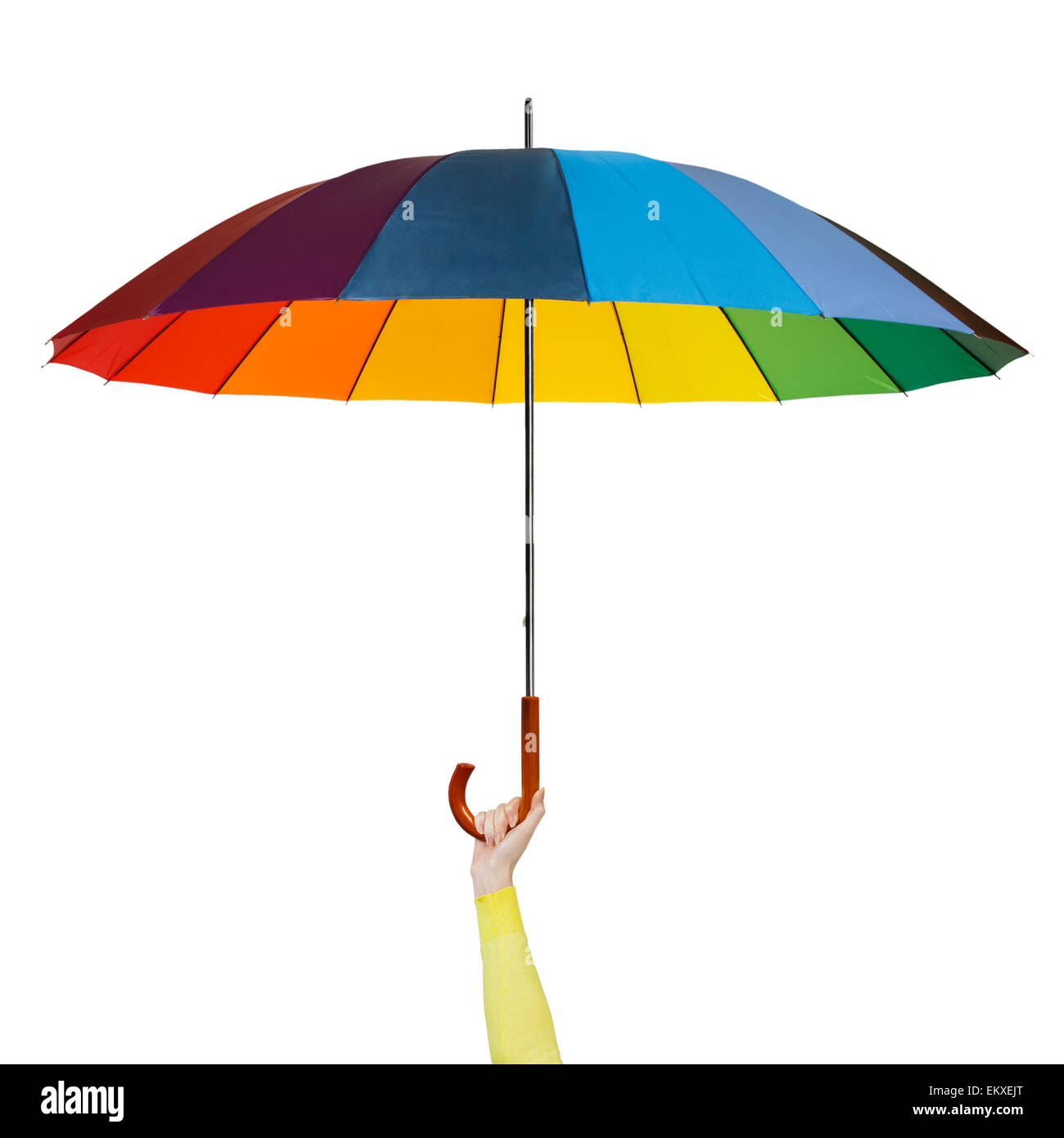 Hand with colorful umbrella Stock Photo Alamy
