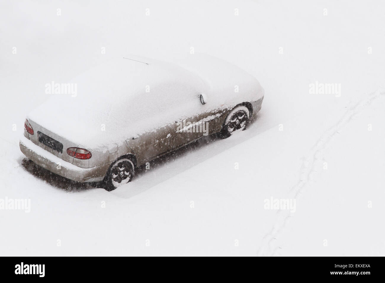 Car under the snow Stock Photo