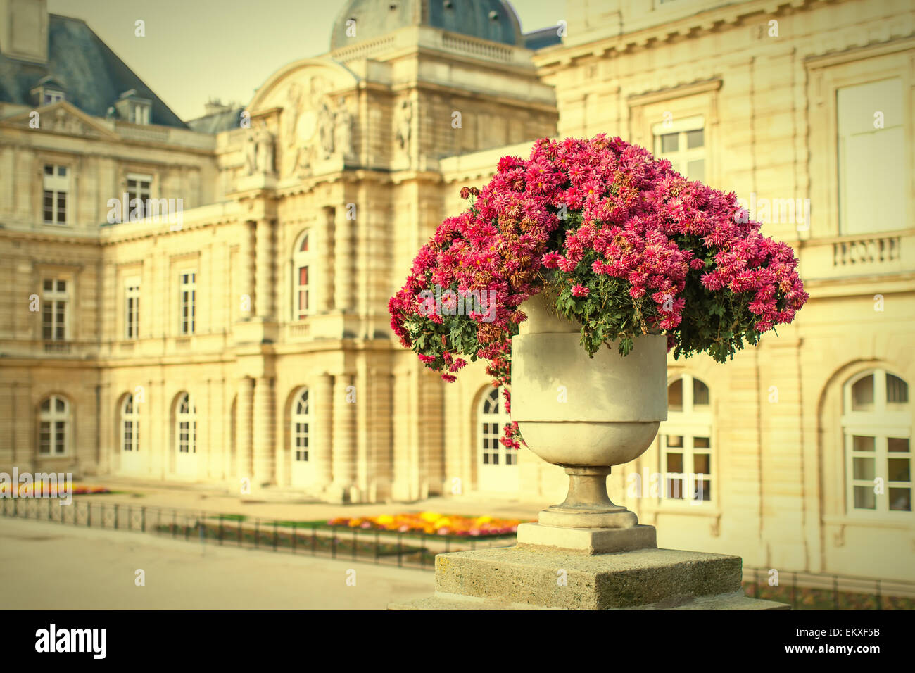Marble vase with flowers Stock Photo Alamy