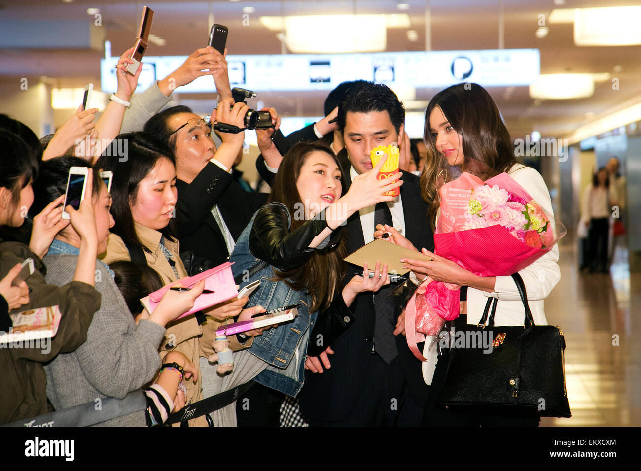 Tokyo, Japan. 14th April, 2015. Australian model Miranda Kerr wearing