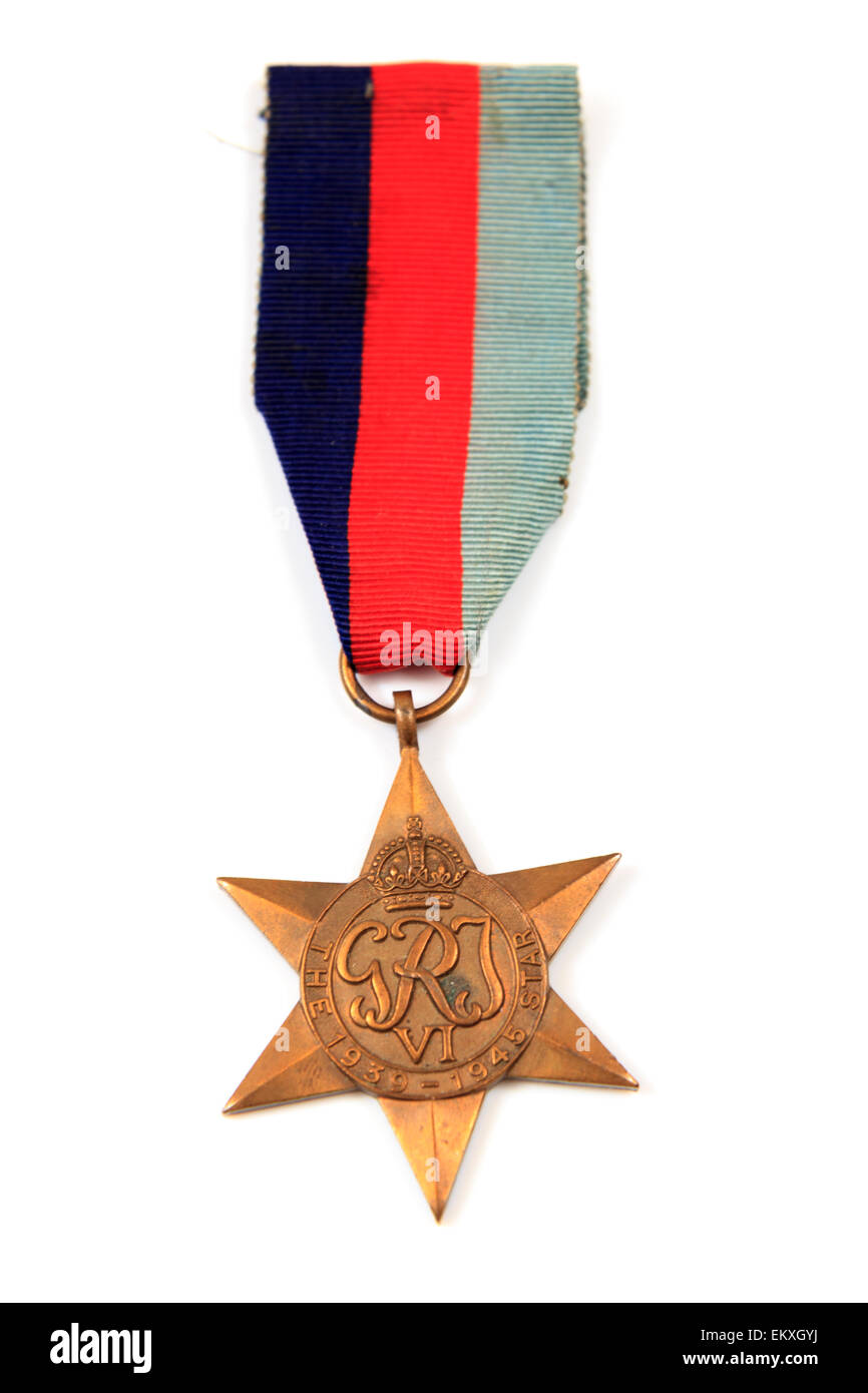 1939 to 1945 Star military medal from second world war cut out on white Stock Photo