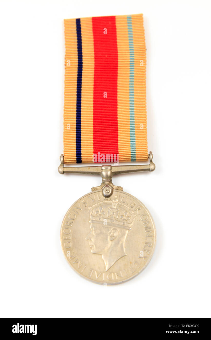War Medal 1939 to 1945 medal from second world war cut out on white Stock Photo