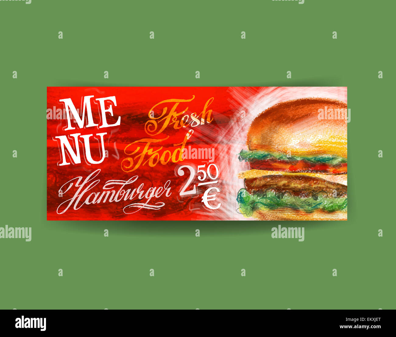 fresh hamburger on green background. vector illustration Stock Photo