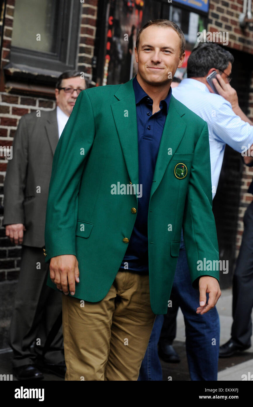 New York City. 13th Apr, 2015. Jordan Spieth leaves the 'Late Show with David Letterman' at Ed Sullivan Theater on April 13, 2015 in New York City./picture alliance © dpa/Alamy Live News Stock Photo