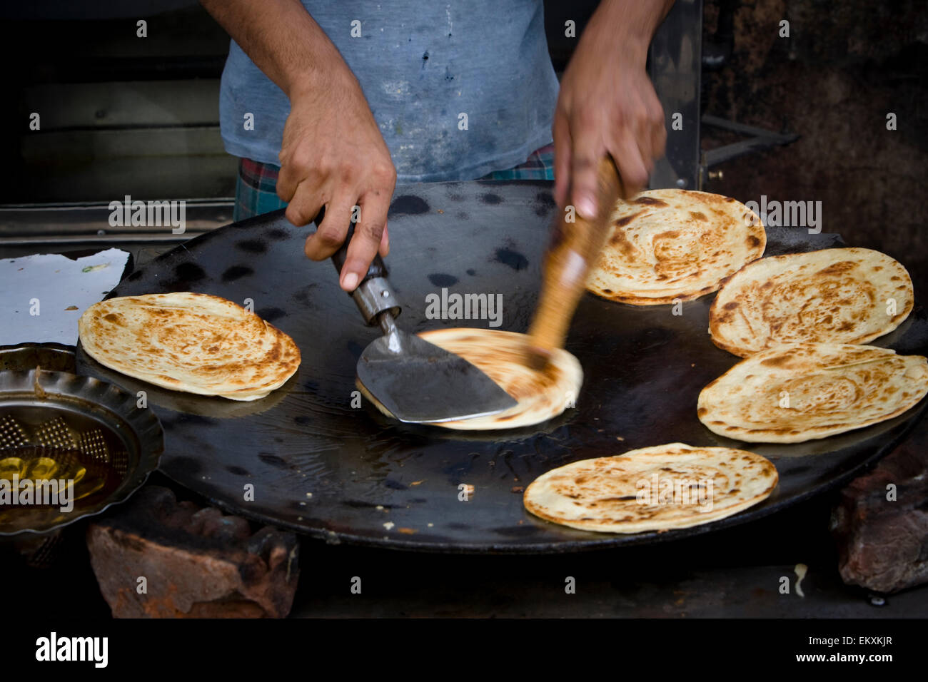 A Street Vendor Making FlatBread; Delhi India Stock Photo Alamy
