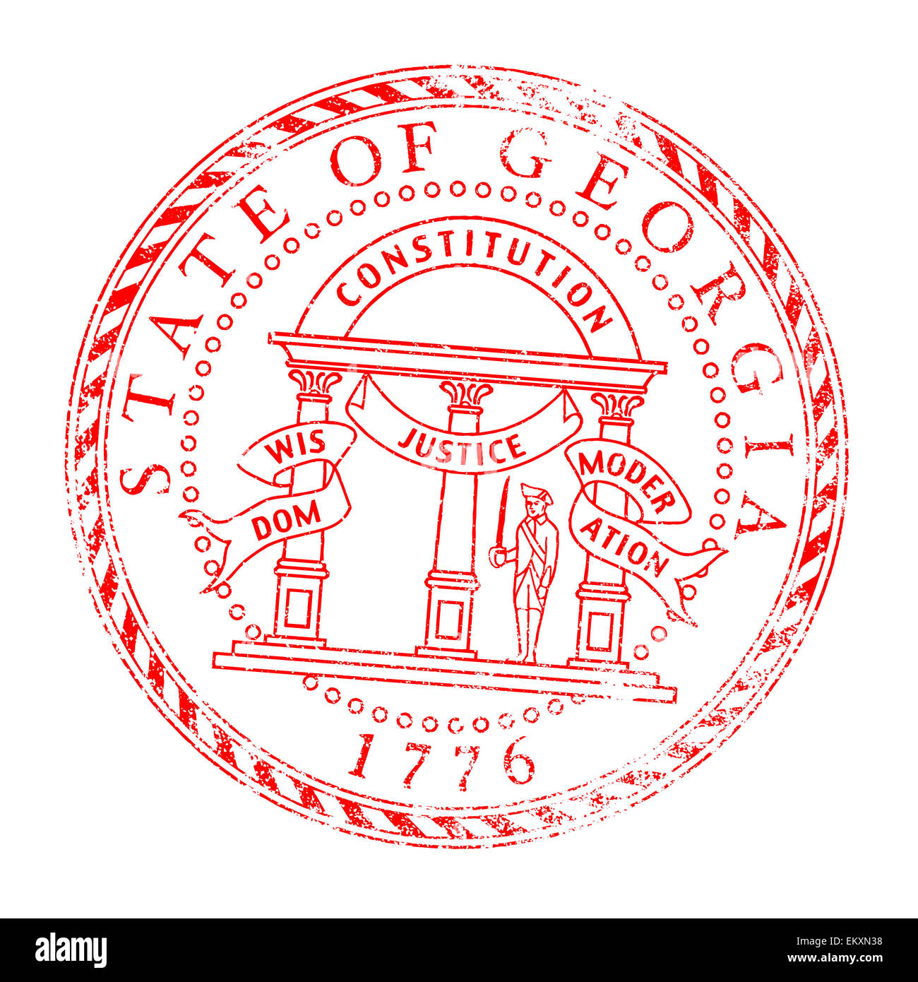 The state seal of Georgia as a rubber stamp over a white background Stock Photo