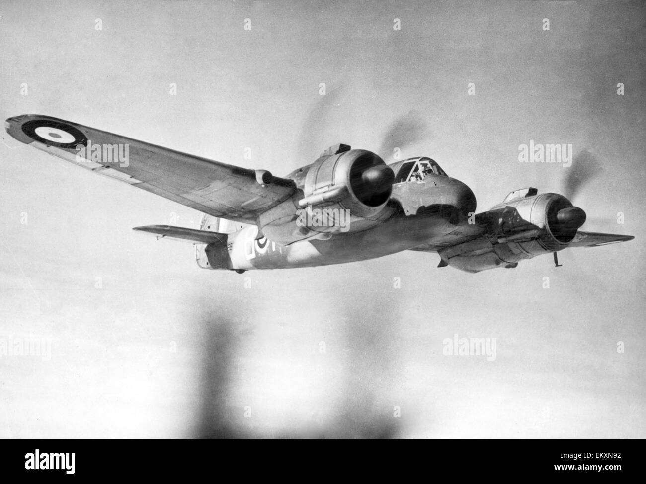 Twin engined Bristol Beaufighter seen here under going a flight test. 26th May 1941 Stock Photo