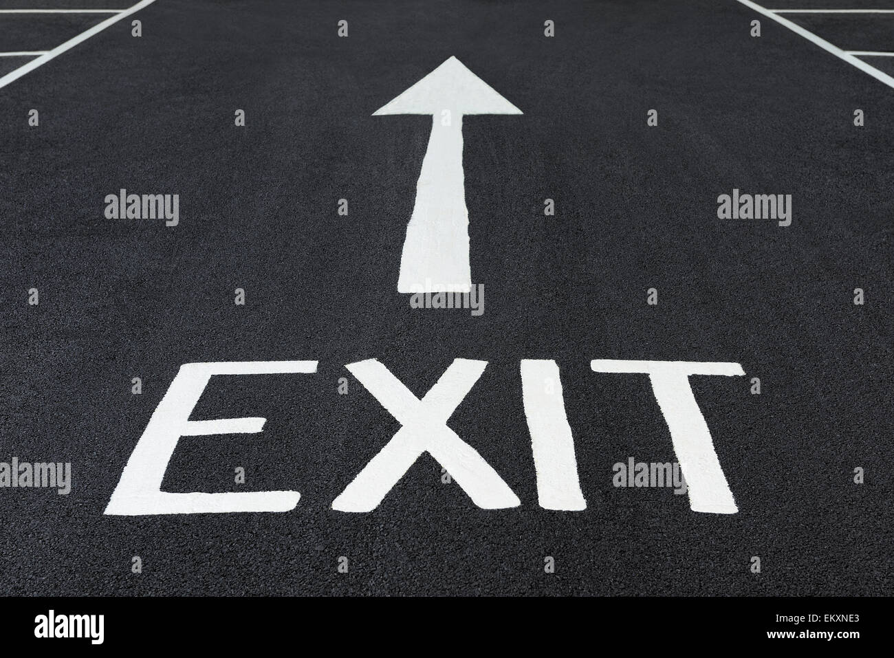 Exit Sign Painted on a Road. Stock Photo
