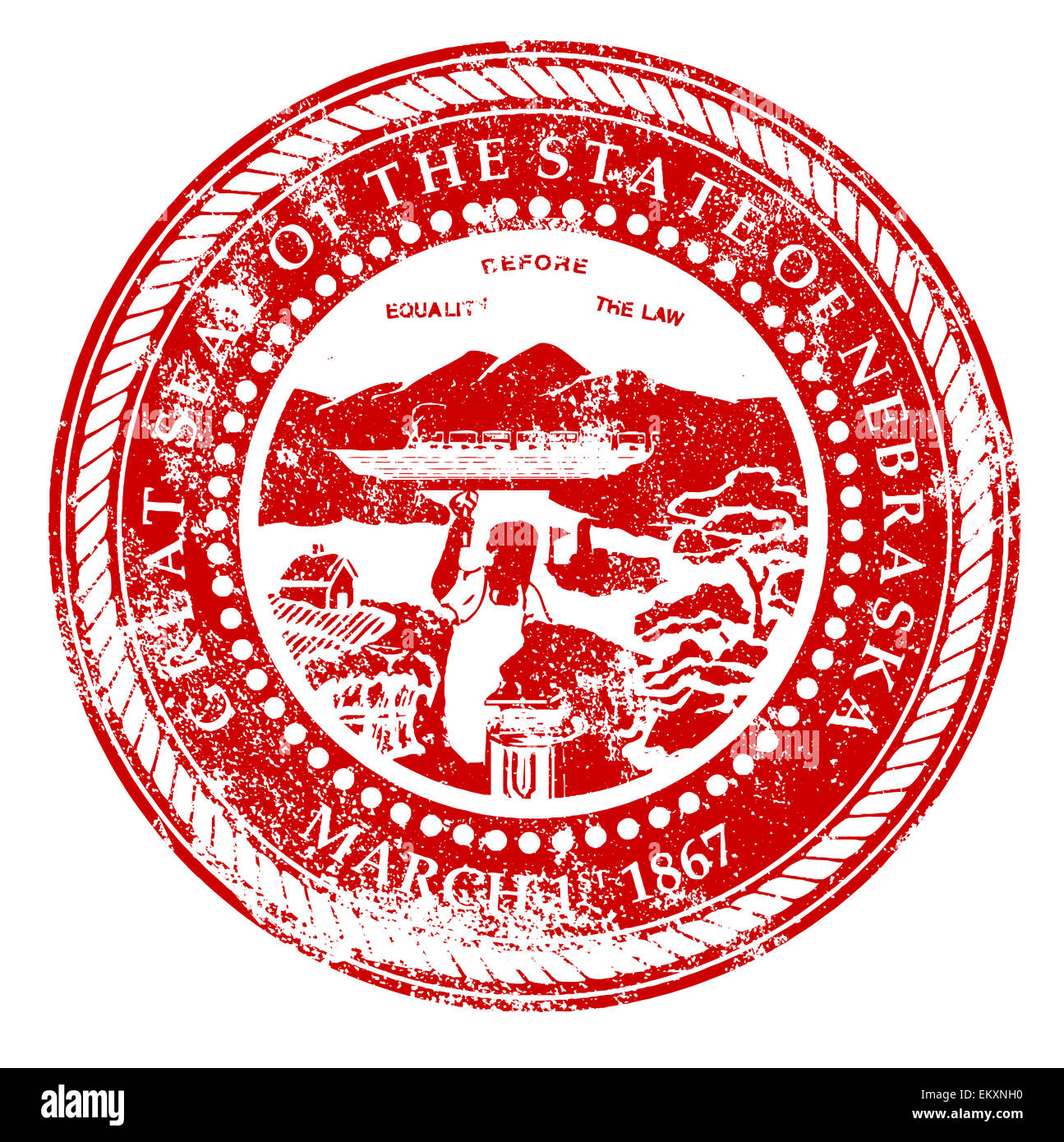 The state seal of Nebraska as a rubber stamp over a white background Stock Photo Alamy