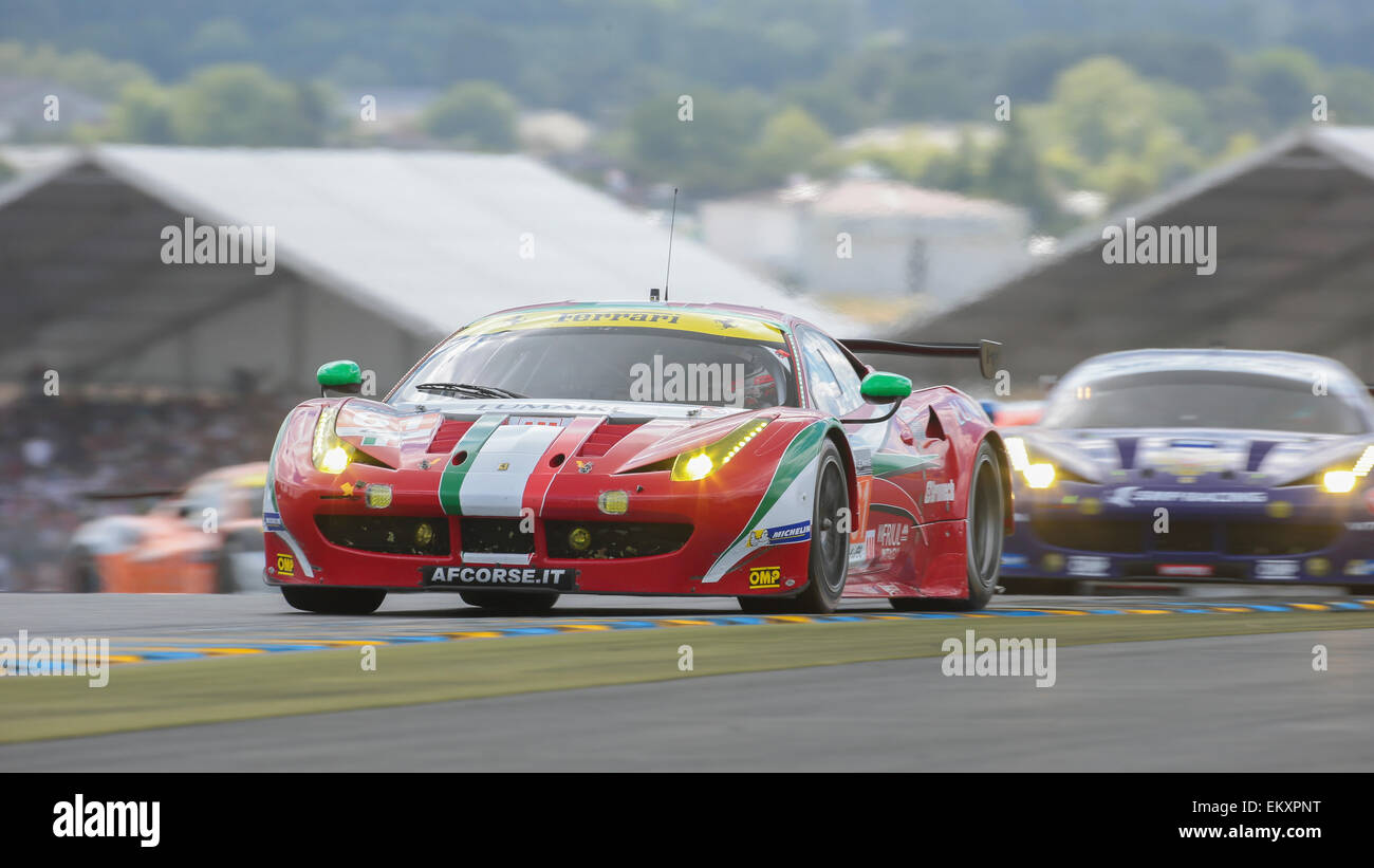 LE MANS, FRANCE - JUNE 14, 2014:  Ferrari 458 Italia (#61 , LM GTE AM) of team  AF Corse (Italy) Stock Photo