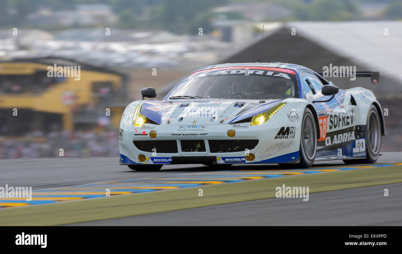 LE MANS, FRANCE - JUNE 14, 2014:  Ferrari 458 Italia (#58 , LM GTE AM) of team Team Sofrev-ASP (France) Stock Photo