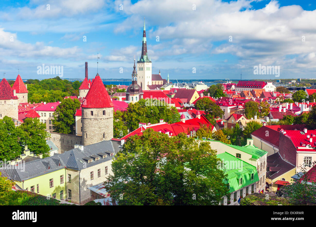 Scenic summer aerial panorama of Tallinn, Estonia Stock Photo