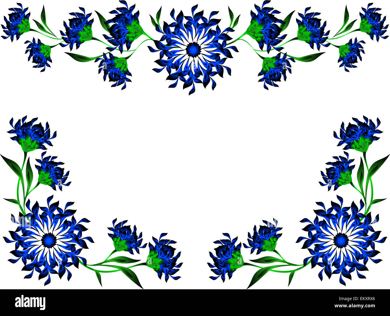 Vintage of blue flowers and leaves. EPS10 vector illustration Stock ...
