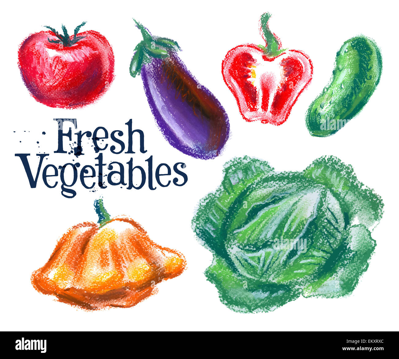 fresh vegetables vector logo design template.  food or harvest icon. Stock Photo